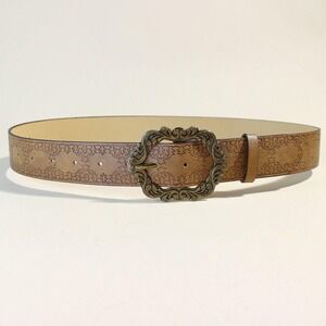 Commense Brown Embossed Ornate Buckle Belt Womens Fashion Waist Belt Accessory‎
